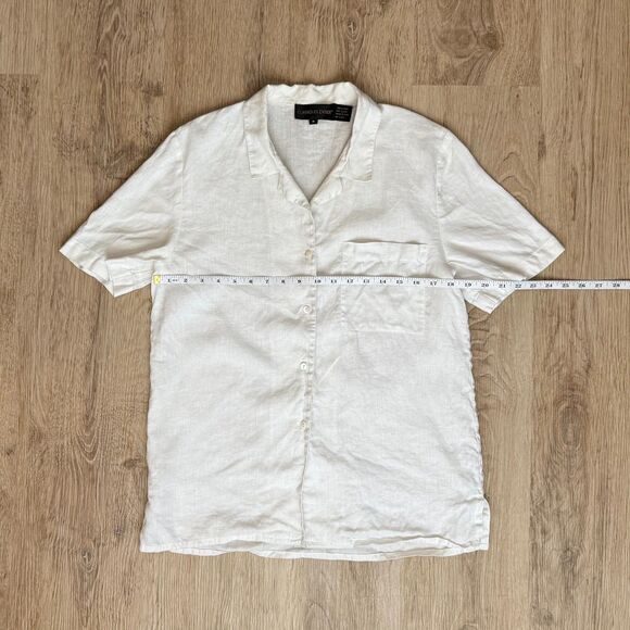 Classiques Entier Linen Short Sleeve Shirt White Medium Lightweight Summer - Picture 4 of 5